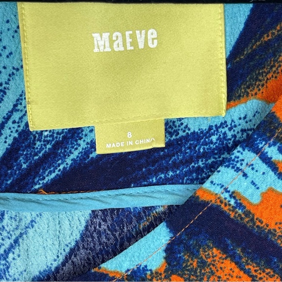 Anthropologie Maeve Orang And BlueFloral HI-LOW Sleeveless Dress Sz 8 - Picture 7 of 11